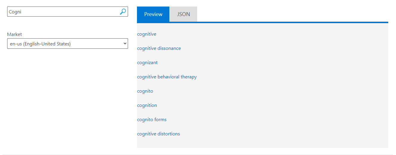 Cognitive Services: Bing Autosuggest